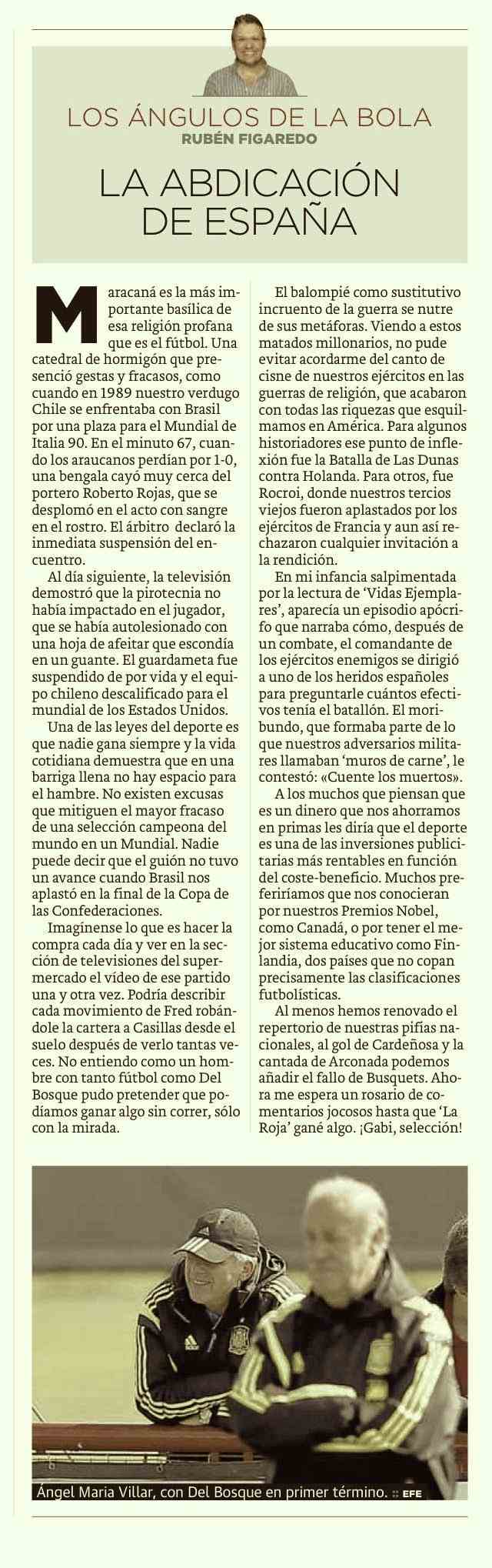 La abdicación de España - originariamente publicado en El Comercio, el 22.06.14. (Artículo escaneado de la versión imprenta en el periódico El Comercio.