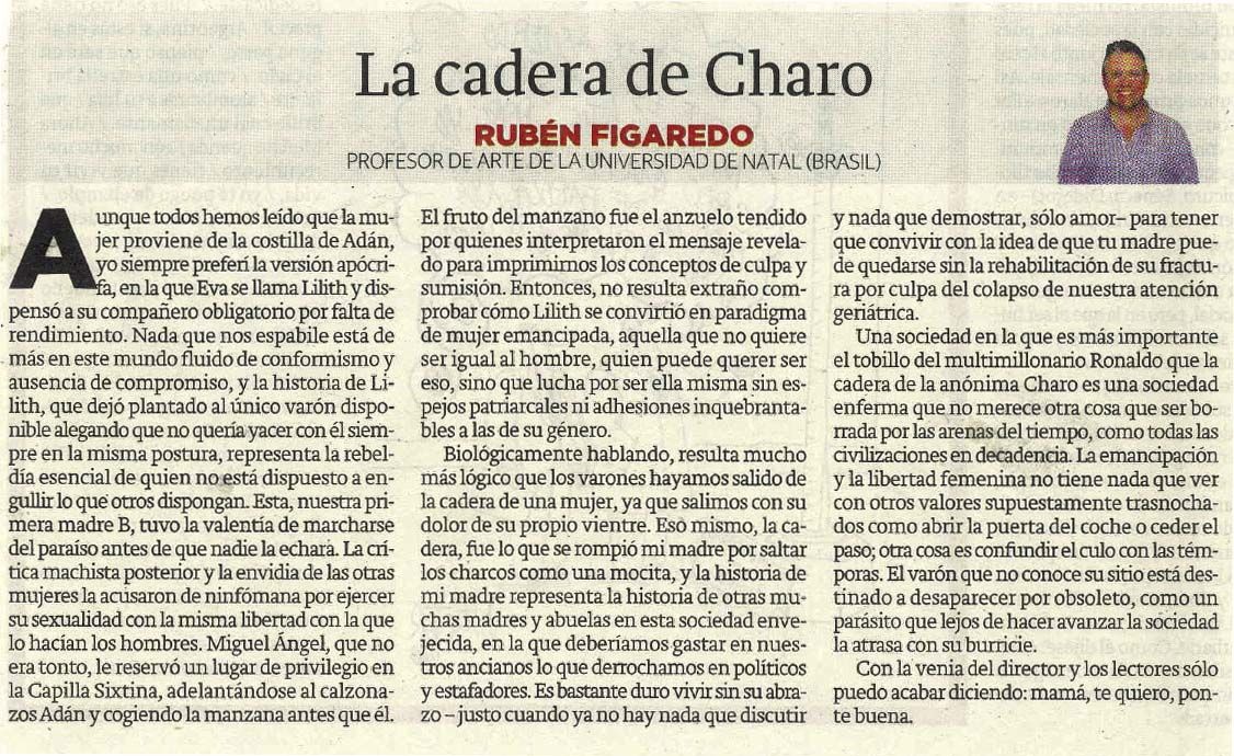 La cadera de Charo - originariamente publicado en El Comercio, el 11.02.13. (Artículo escaneado de la versión imprenta en el periódico El Comercio.