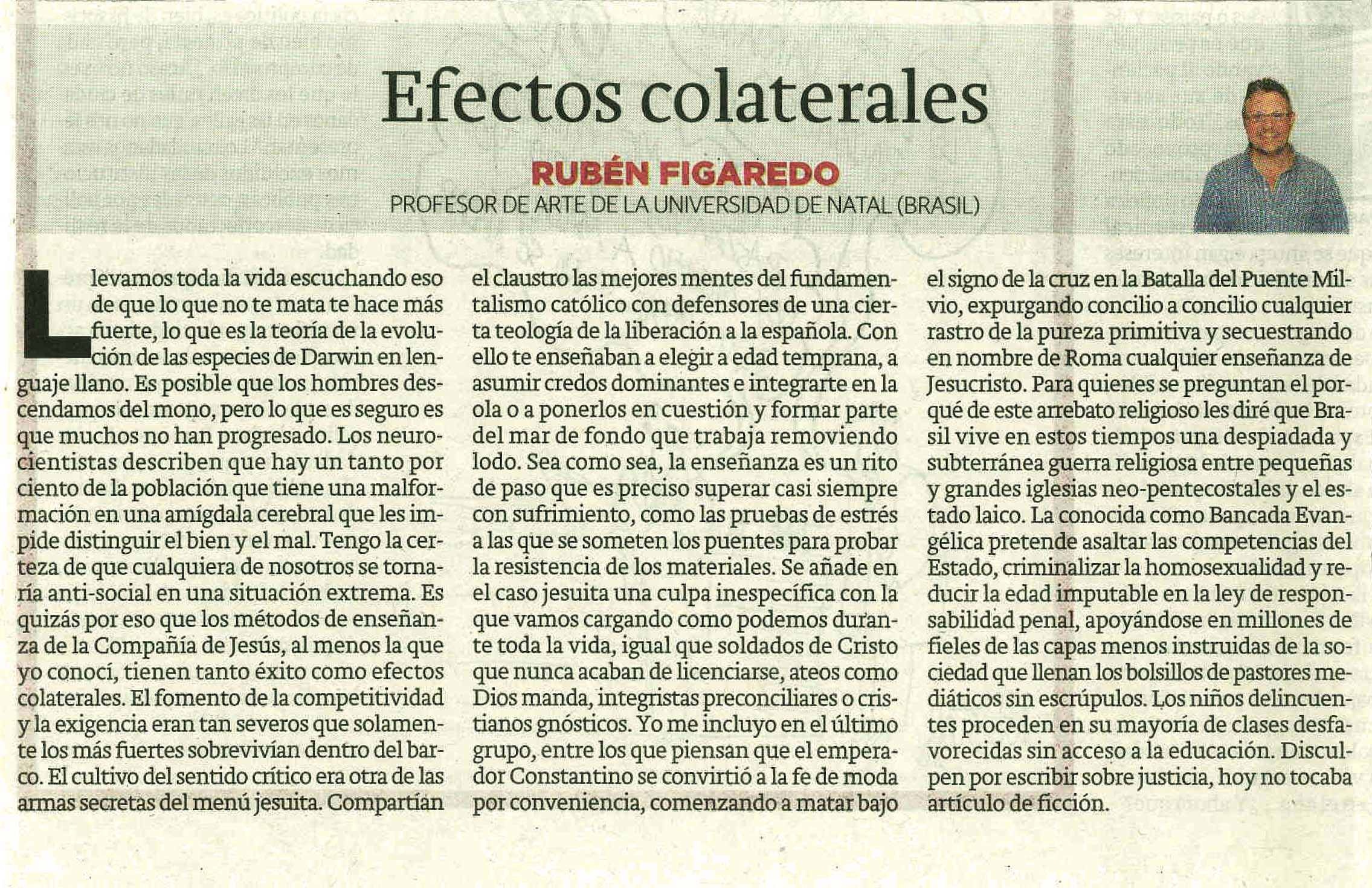 Efectos colateral - originariamente publicado en El Comercio, el 20.05.13. (Artículo escaneado de la versión imprenta en el periódico El Comercio.