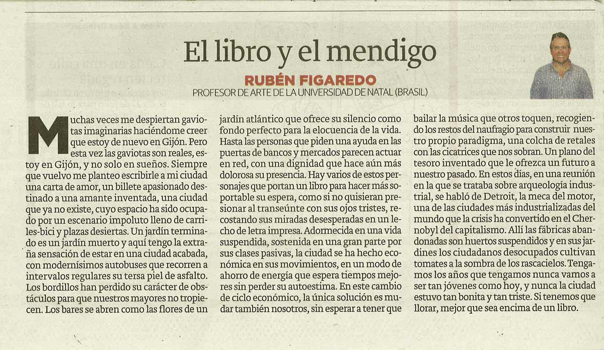 El libro y el mendigo - originariamente publicado en El Comercio, el 29.09.14. (Artículo escaneado de la versión imprenta en el periódico El Comercio.