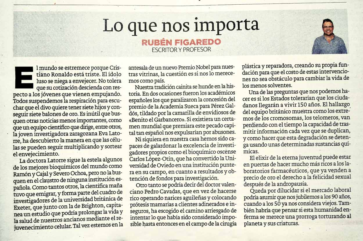 >Lo que nos importa. - originariamente publicado en El Comercio, el 04.12.17. (Artículo escaneado de la versión imprenta en el periódico El Comercio.