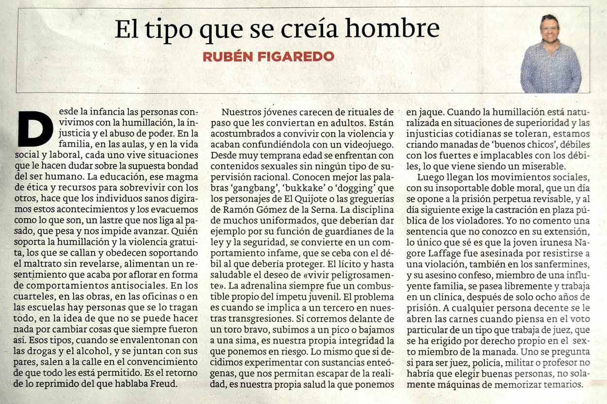 >El tipo que se creía hombre - originariamente publicado en El Comercio, el 01.05.18. (Artículo escaneado de la versión imprenta en el periódico El Comercio.