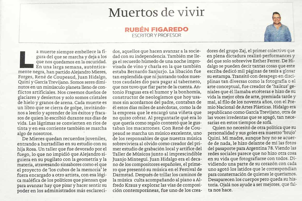 >Muertos de vivir - originariamente publicado en El Comercio, el 05.03.18. (Artículo escaneado de la versión imprenta en el periódico El Comercio.