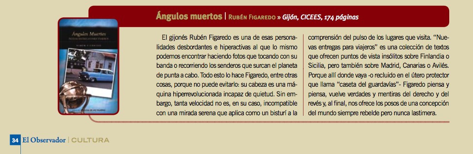 reseña del libro 'Ángulos muertos' de
                              Rubén Figaredo